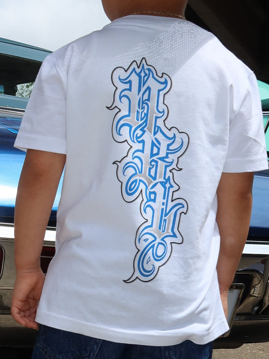 Script Tee in Blue